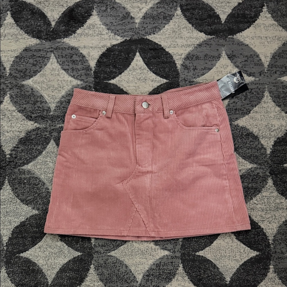 Pink Corduroy Mini Skirt